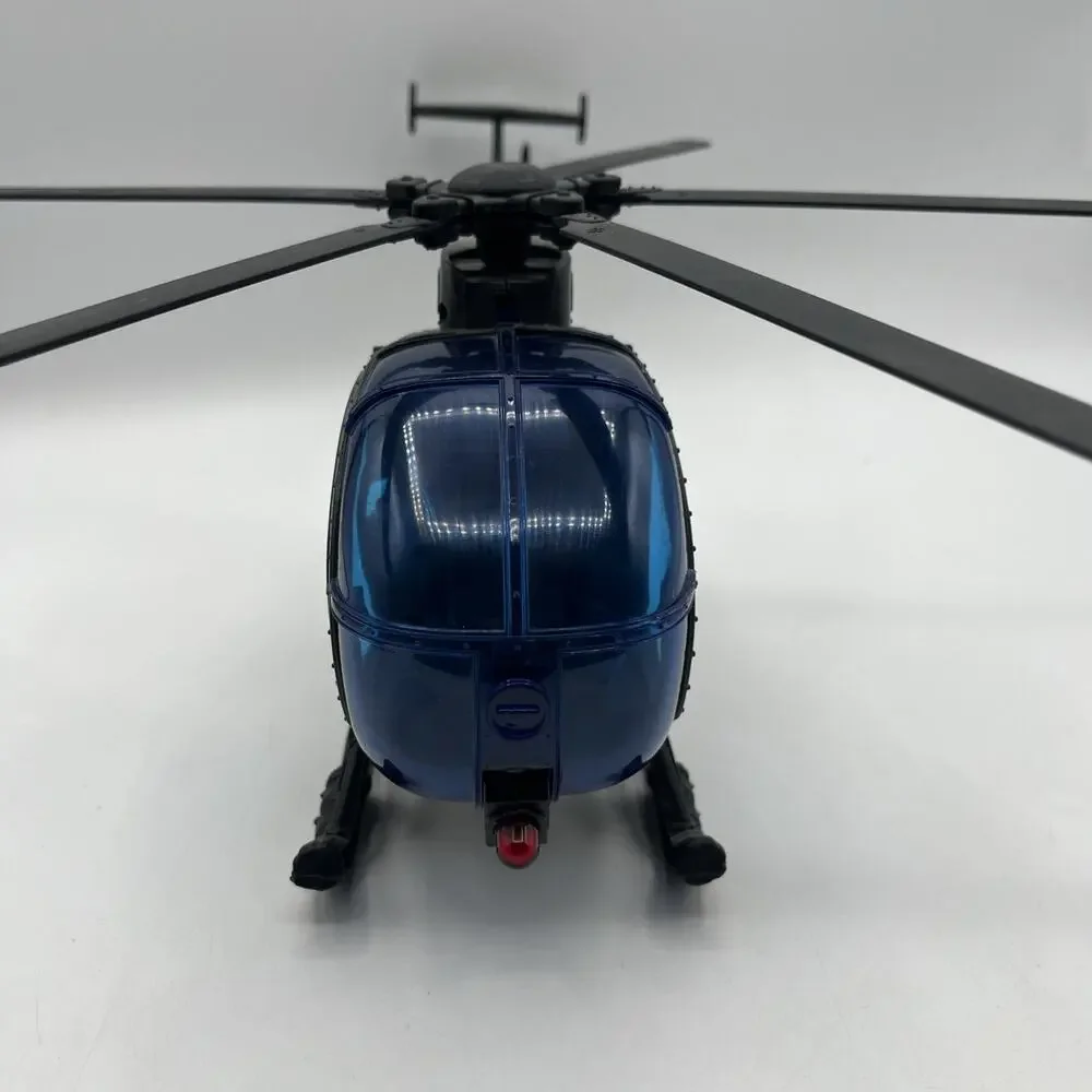 US Army Military Toy Helicopter Gray Blue Black w/ Blue Canopy Adjustable Blades